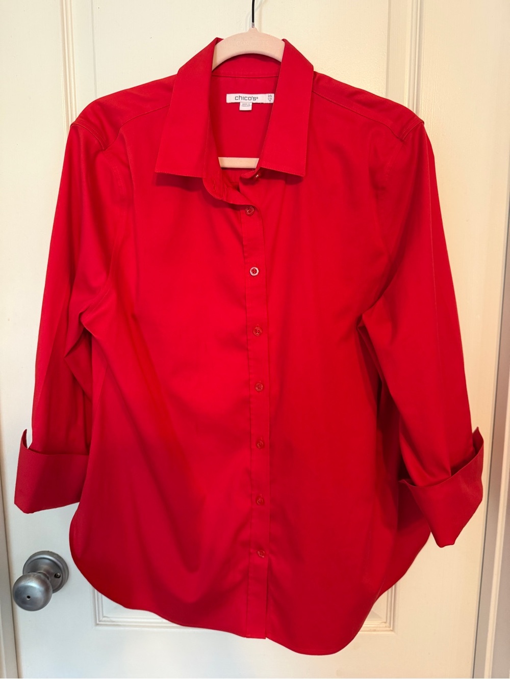 Chico's Vibrant Red Button-Front Blouse